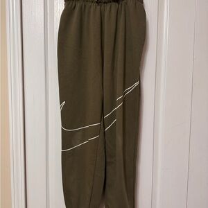 Girls Olive Green Nike Joggers with White Swoosh size Large